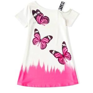 Girls butterfly print short sleeve dress